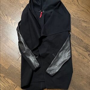 SPANX Black and Faux Leather Cardigan